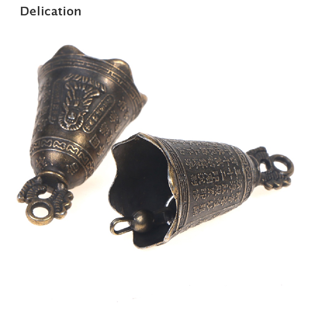 Set 2 chuông cổ mini ELEBUY đồng thau điêu khắc Trung Quốc dùng cầu nguyện quan âm