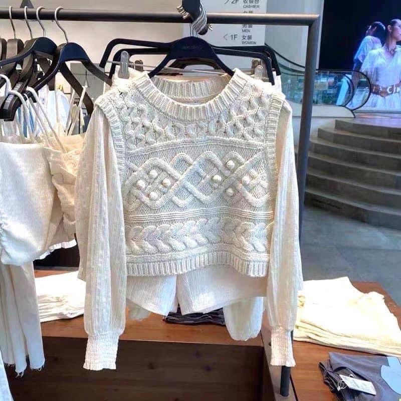 Áo gile len tay sơmi