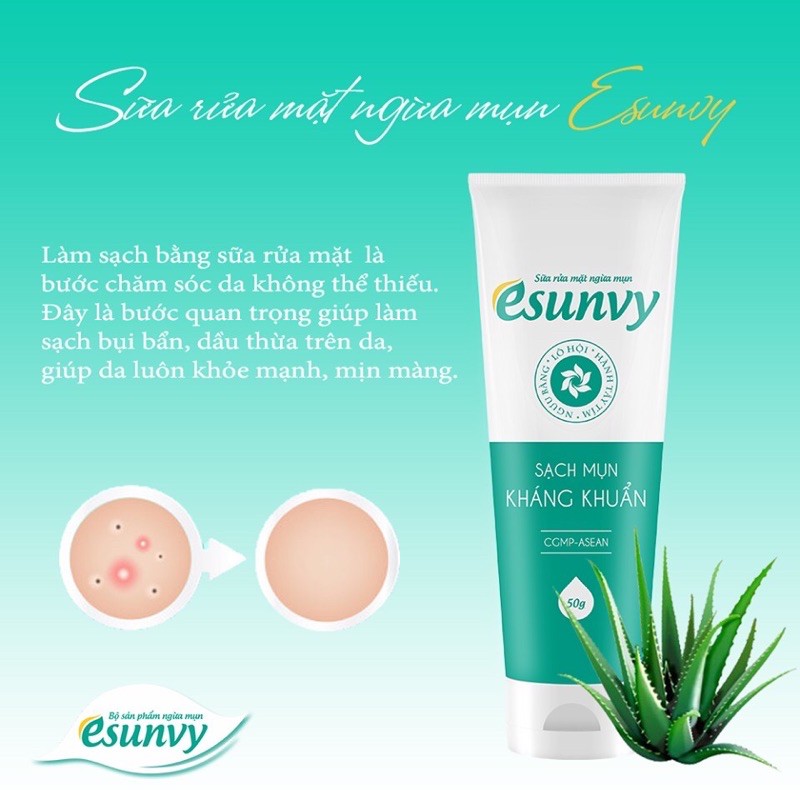 ✅Sữa rửa mặt ngăn ngừa mụn Esunvy⚡️hoàntoàn thảo dược không kích ứng da⚡️sạch mụn,hết sẹo,mờ thâm cho làn da sáng bónggg
