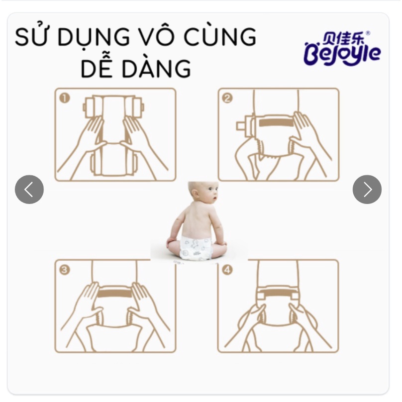 Bỉm/Tã dán cho bé Bejoyle thiết kế 2 lớp chống tràn siêu mỏng thấm hút tốt - 23h.shop