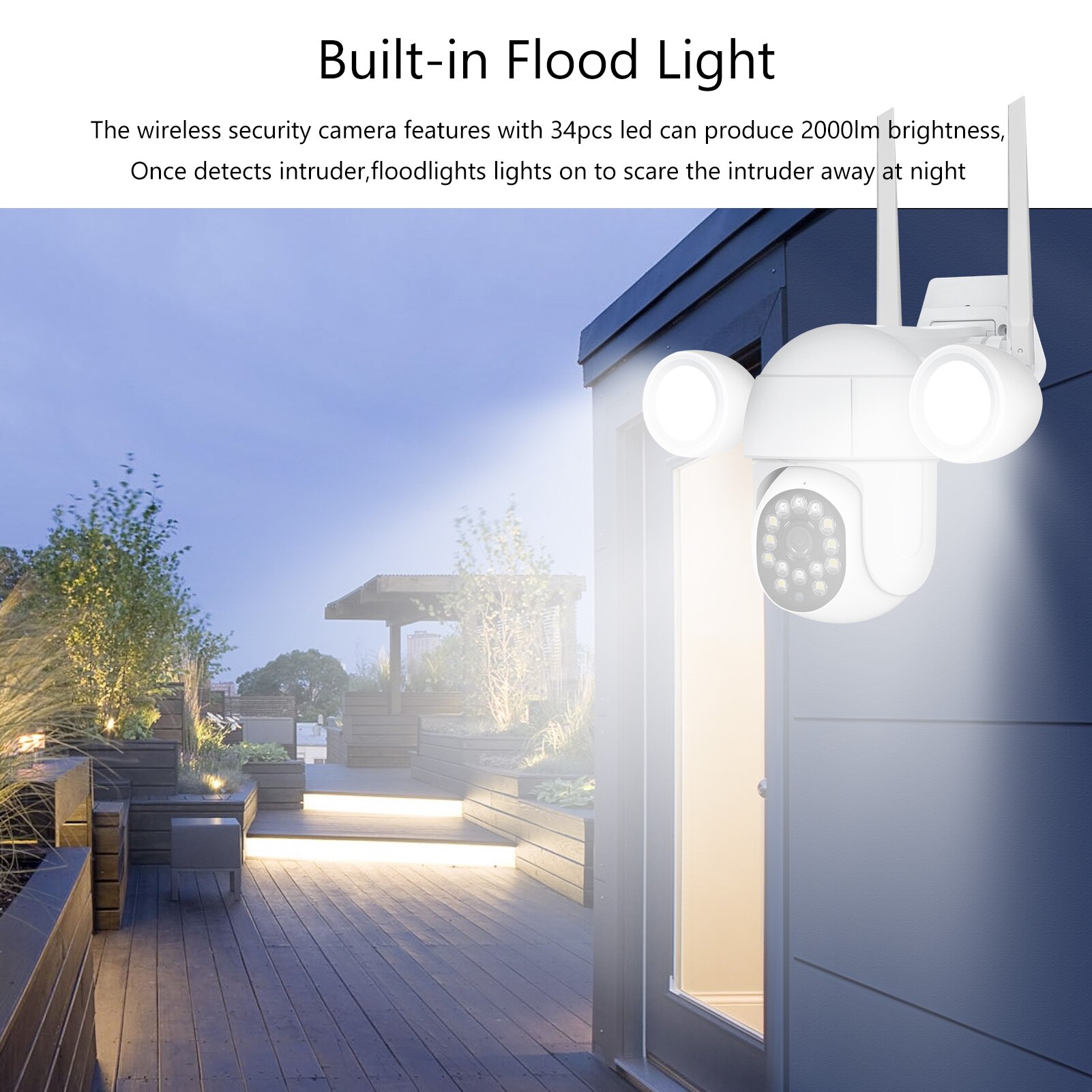 EVKVO - tầm nhìn ban đêm đầy đủ màu sắc - với ánh sáng tràn ngập - YOOSEE APP UHD 5MP WIFI CCTV Camera Rotate Waterproof Wall Lamp Camera Wireless Outdoor PTZ IP Camera CCTV Remote Access