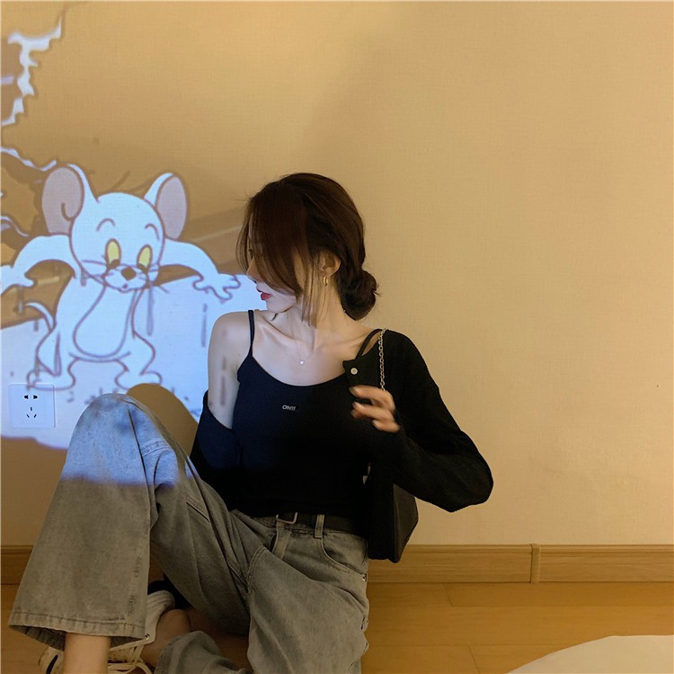 [Mã FAMAYWA giảm 10K đơn 50K] Xiaozhainv Áo Dệt Kim Dài Tay/ Áo Hai Dây Xinh Xắn Cho Nữ | BigBuy360 - bigbuy360.vn