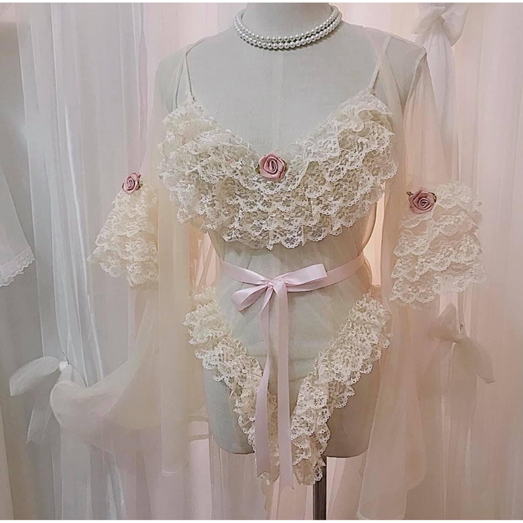 [Hàng cao cấp] Set váy ngủ lụa 2 dây áo choàng ngủ +  jum nữ sexy gợi cảm quyến rũ | BigBuy360 - bigbuy360.vn