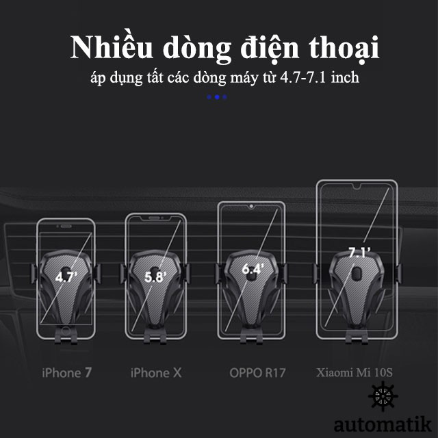 Giá Đỡ Điện Thoại Trên Ô Tô Xoay 360 độ gắn Taplo và Kẹp Cửa Điều Hòa - Automatik | BigBuy360 - bigbuy360.vn