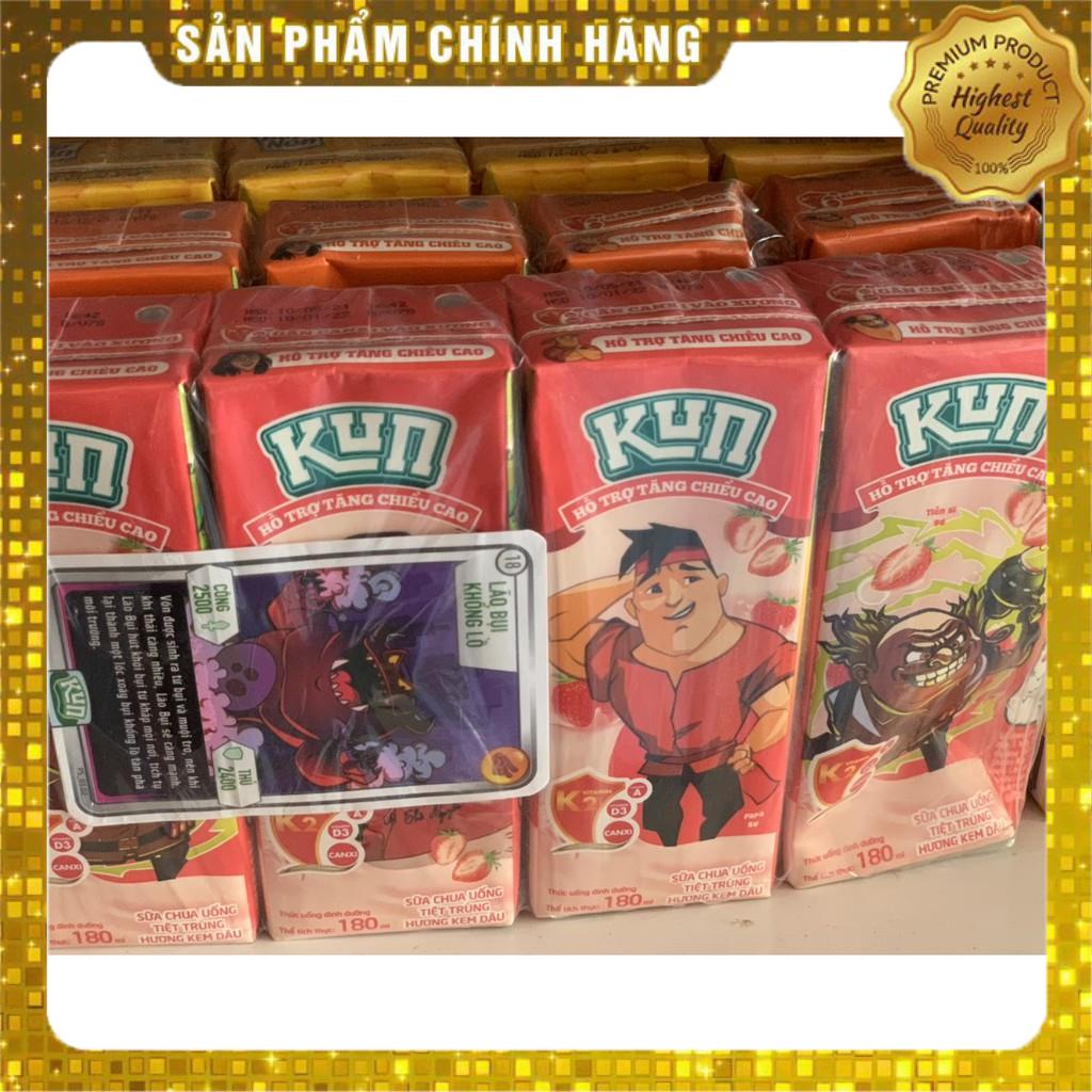 Thùng 48 Hộp 180ml sữa Kun socola/kem dâu/nho/cam/trái cây/có đường