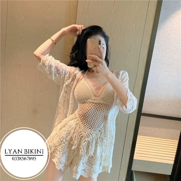 [Mã 44FASHIONSALE346 giảm 10K đơn 50K] Bikini đồ bơi nữ 2 mảnh áo choàng len móc kín đáo cao cấp đi biển LYAN BIKINI B04