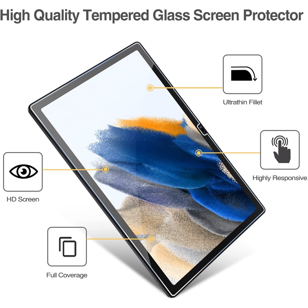 Set 2 Kính Cường Lực Bảo Vệ Màn Hình Samsung Galaxy Tab A8 10.5 Inch 2022 SM-X200 SM-X205 SM-X207 Kèm Phụ Kiện