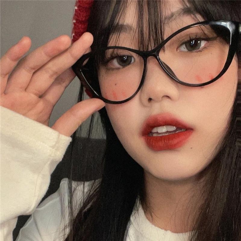 IMAODOU Mắt Kính Gọng Dày Tròn Màu Đen Chống Ánh Sáng Xanh Phong Cách Âu Mỹ Cho Nữ