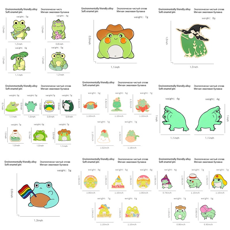 Ghim cài áo QIHE JEWELRY hình chú ếch hoạt hình ngộ nghĩnh