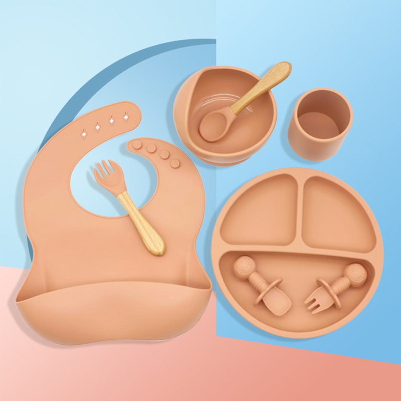 Bộ Dụng Cụ Tập Ăn 8 Món Bằng Silicone Cho Bé