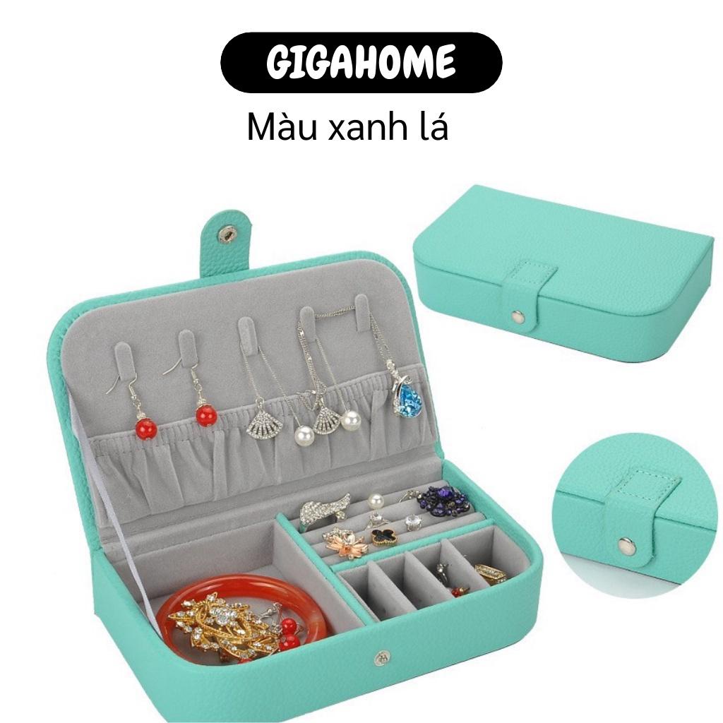 Hộp Đựng Trang Sức GIGAHOME Hộp Bảo Quản Nữ Trang, Khuyên Tai Bọc Da Pu Có Khóa Bấm 7957