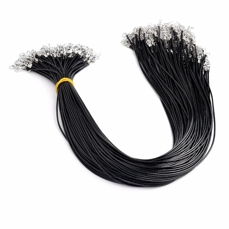 Set 10 sợi dây da bện handmade có khóa cài tôm hùm 2mm dành cho làm dây chuyền