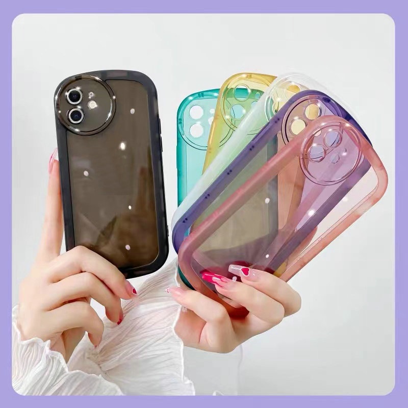 Clear Casing IPhone 13 12 11 Pro Max ProMax Mini High Quality Candy Colors Airbag Anti-fall Round Lens Protection Fine Hole Soft Phone Case Cover NKS 01