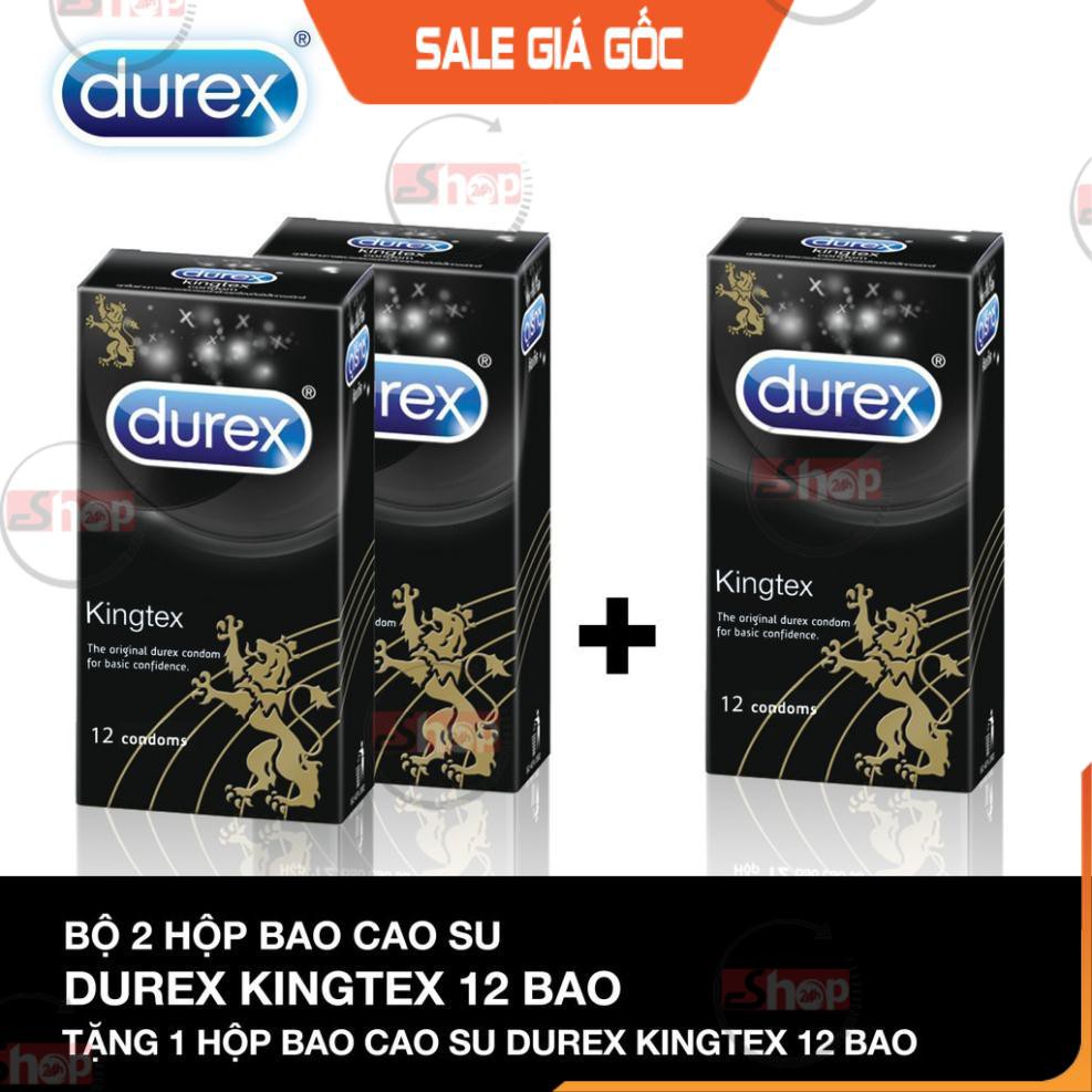 [Hàng Chính Hãng] Bao Cao Su Durex Kingtex Size 49 - 52mm - Hộp 12 cái, Bcs Ôm Sát Kéo Dài Thời Gian Yêu, Cảm Giác Thật