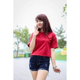 Áo thun trơn tay lỡ màu đỏ mk30