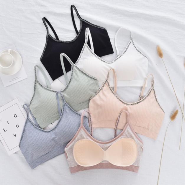 Áo Bra Tập gym Cotton Tăm Viền Chữ Đệm Bàn Tay Cao Cấp 7003