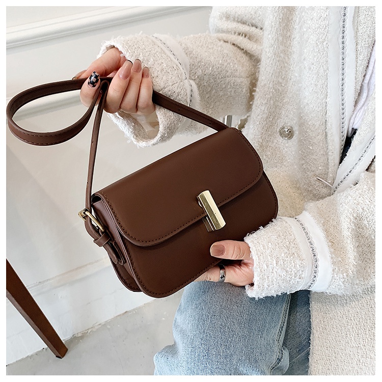 Túi Đeo Chéo Hình Vuông Cỡ Nhỏ Màu Trơn Thời Trang Mùa Thu Cho Nữ