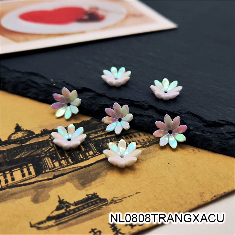 2 phiến hoa resin 8 cánh 10mm - nguyên liệu làm trâm