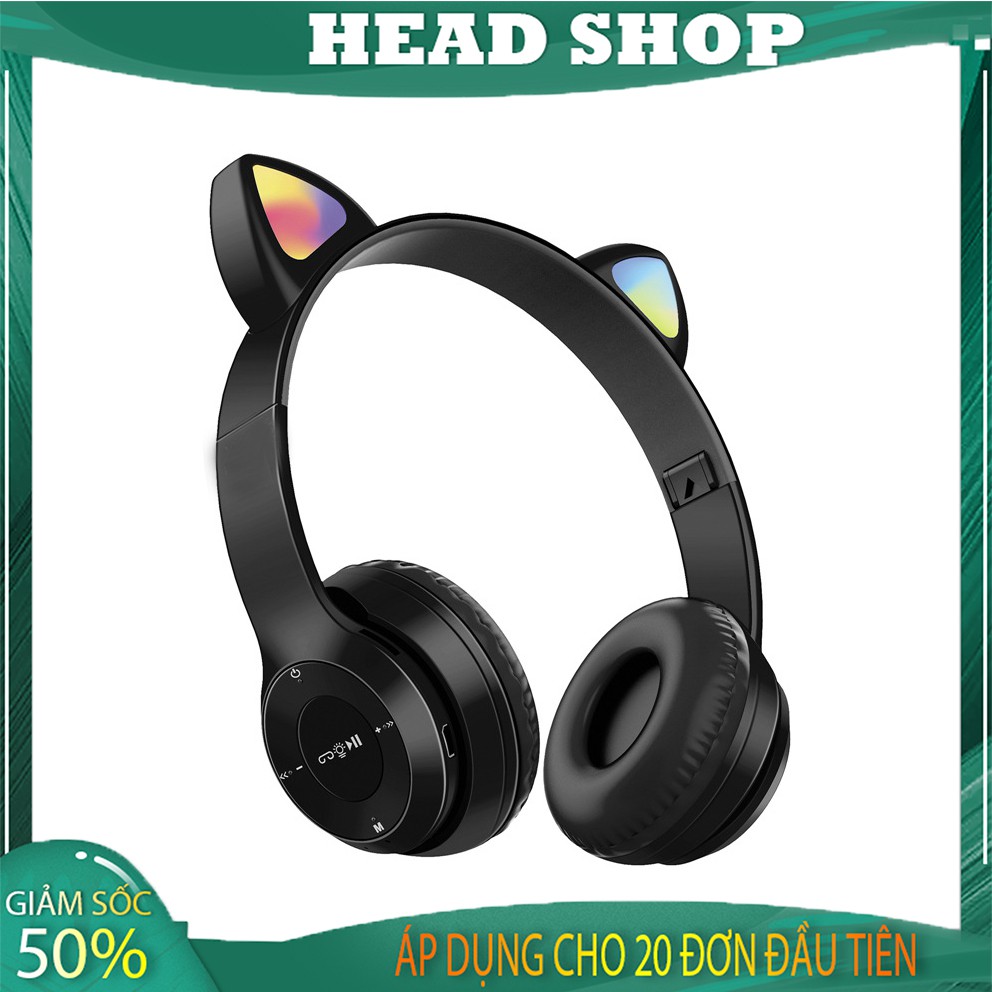 Tai Nghe mèo Bluetooth P47-M Chụp tai có Mic Headphone không dây Dễ Thương tai mèo nghe nhạc, chơi game HEADSHOP