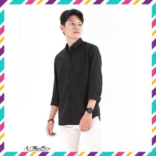 Áo sơ mi nam oxford dài tay cổ bẻ nẹp thường túi ngực Routine