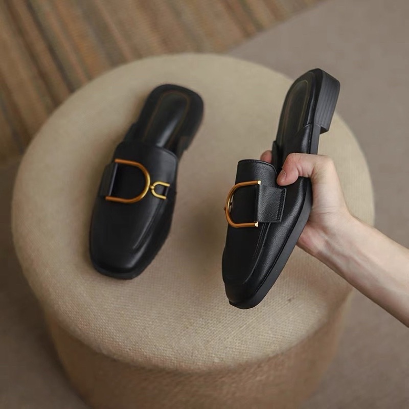 Sục hài búp bê nữ gót 2cm⚡️Andu Store⚡️ Sục da nữ QC