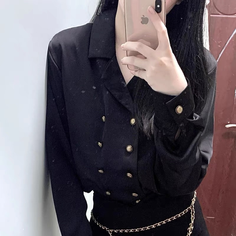 SET ÁO LÔNG NGẮN PHỐI SƠ MI VÀ CHÂN VÁY DA SANG CHẢNH CHICGIRL