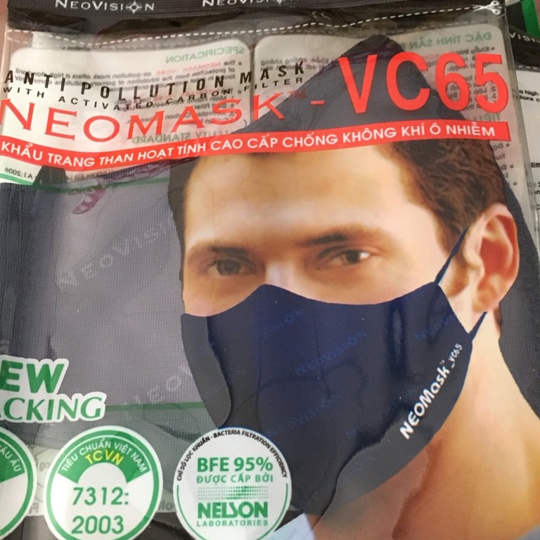 Khẩu trang than hoạt tính NeoMask VC-65 (Thun đeo tai hoặc dán sau gáy) | BigBuy360 - bigbuy360.vn