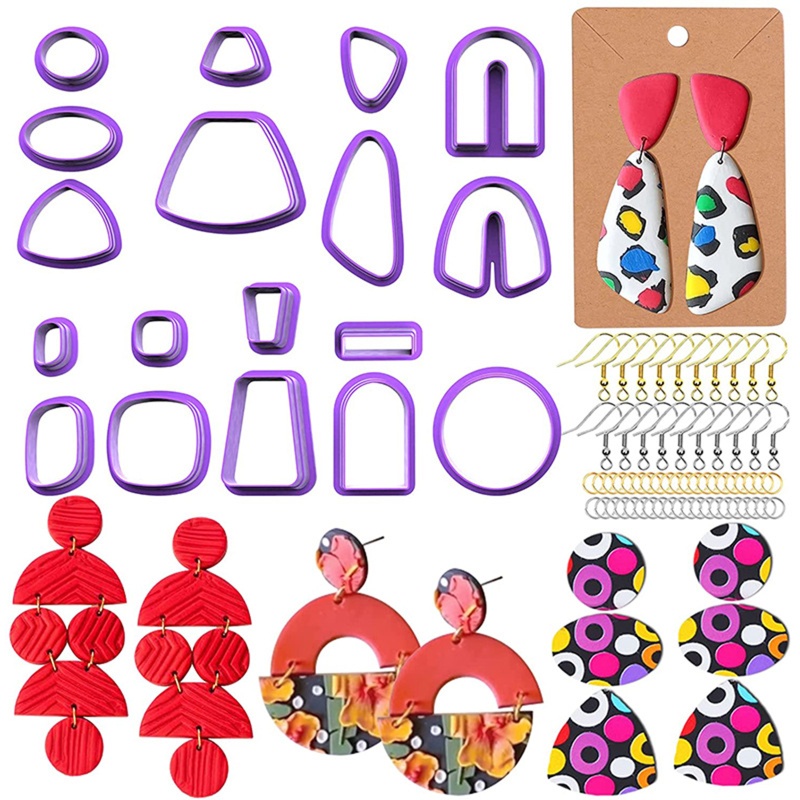 Set 118 Khuôn Cắt Đồ Trang Sức Bằng Nhựa Polymer Kèm Kẹp Thẻ