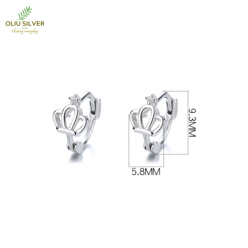 Bông Tai Bạc S925 Khoen Tròn Nhí Mini Hoop Vương Miện Xinh Xắn | Khuyên Tai Nữ Trang Sức Bạc 925