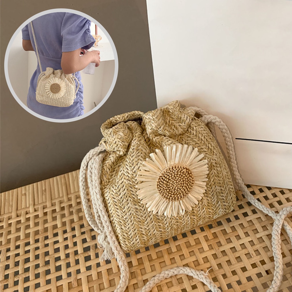 Túi Xách Đan Rơm Họa Tiết Hoa Hướng Dương Thời Trang