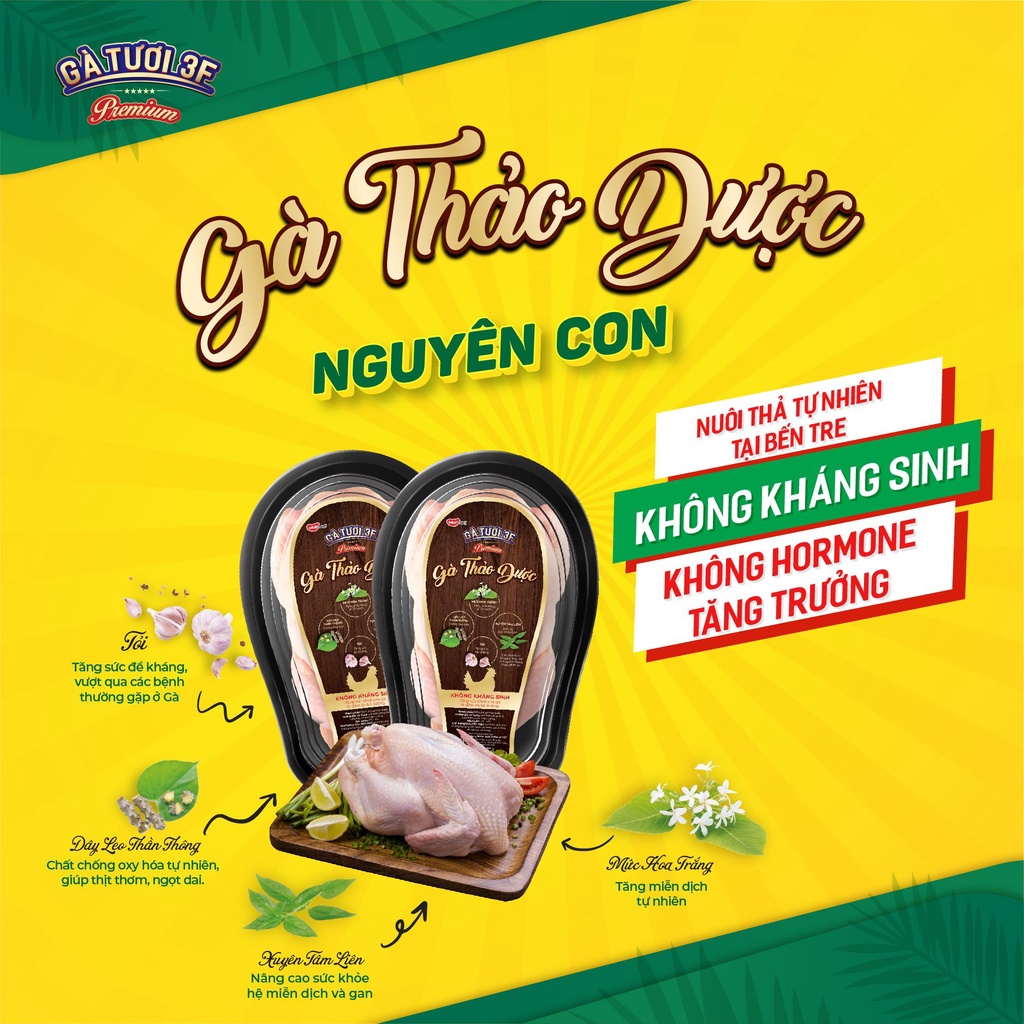 3F Gà ta Thảo dược 1.2kg cao cấp  [HCM] Tươi mới mỗi ngày, nhận hàng sau 1 2 ngày đặt