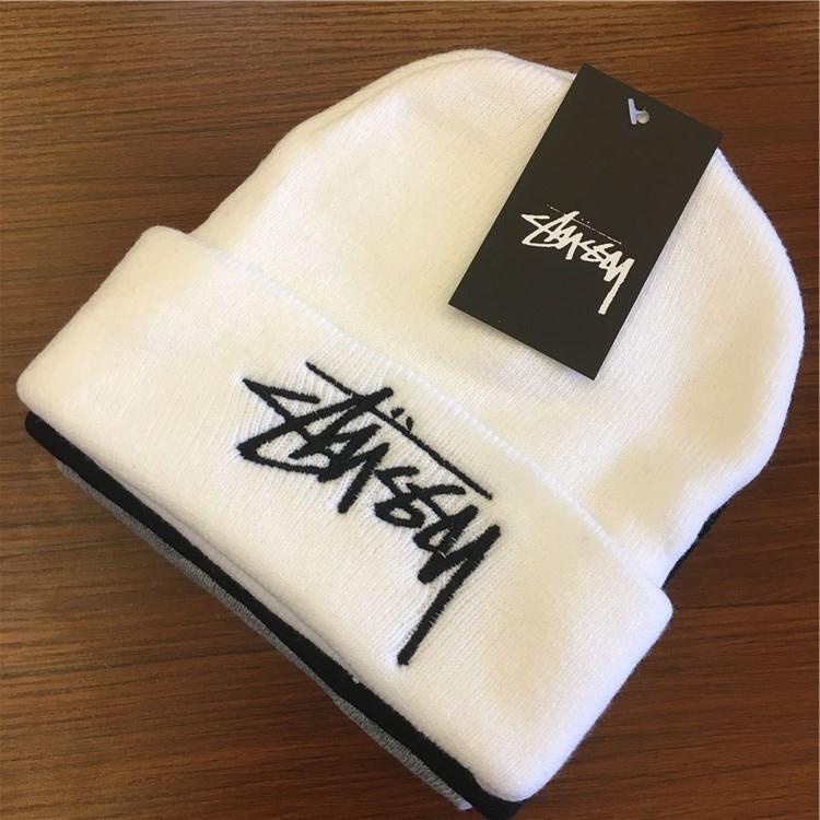 Mũ len dệt kim thêu họa tiết thời trang cho nam nữ Stussy essentials