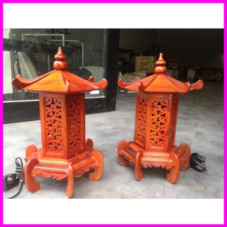 Cặp Đèn cây gỗ hương đèn lục giác gỗ hương cao cấp sang trọng cao 41cm