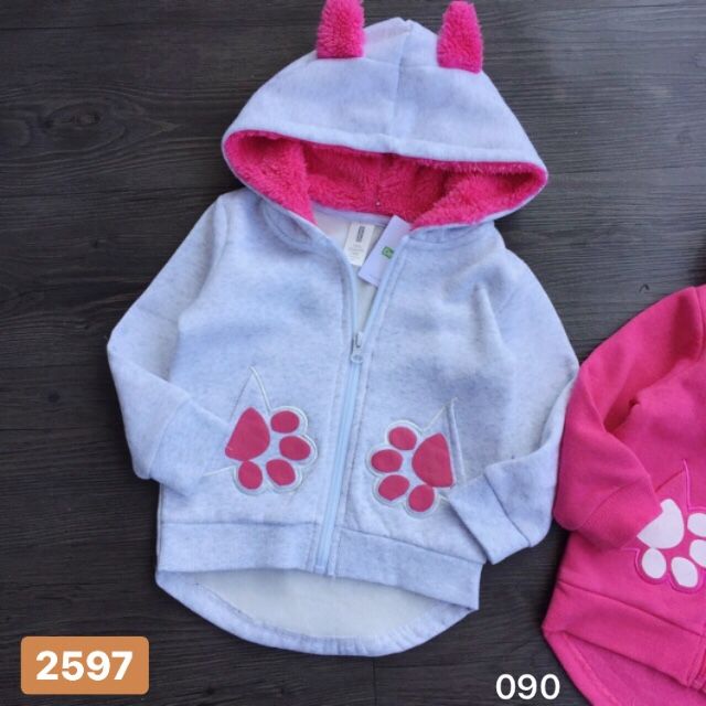 ÁO KHOÁC NỈ MŨ LÔNG TAI THỎ CHO BÉ 2-4 TUỔI
