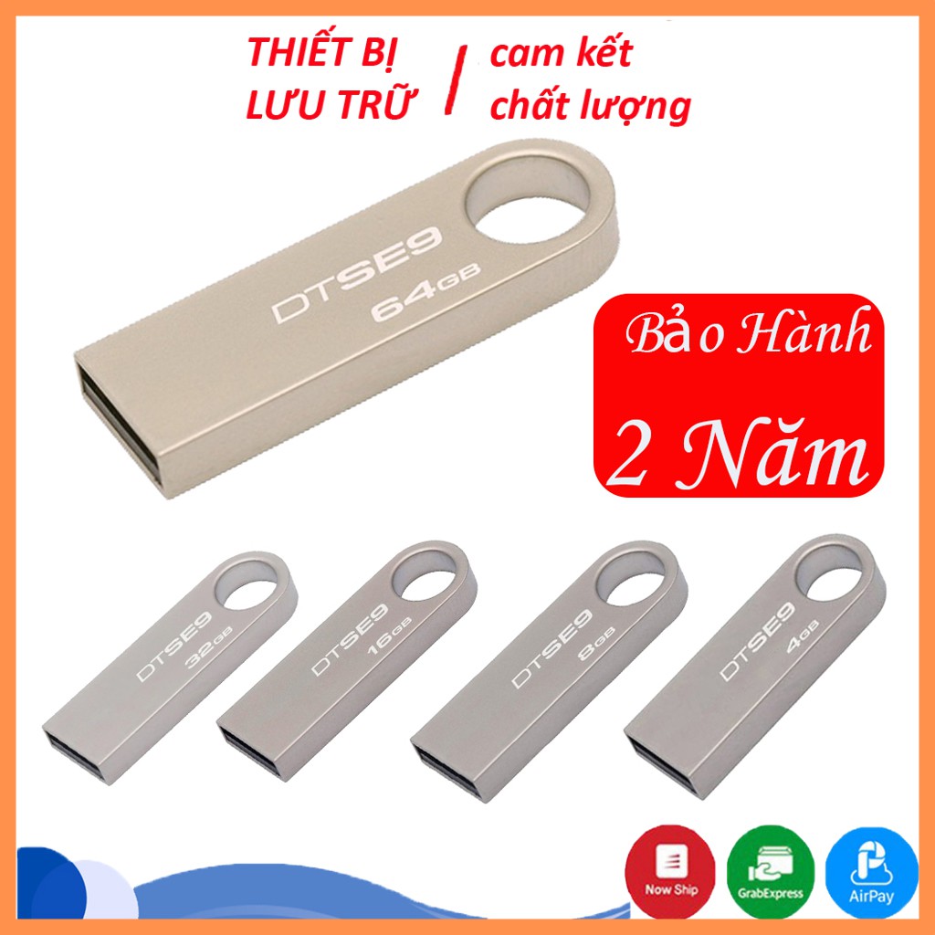 USB Kingston 64GB /32GB /16GB /8GB SE9 - Vỏ thép xịn - chống nước, Bảo hành 2 Năm