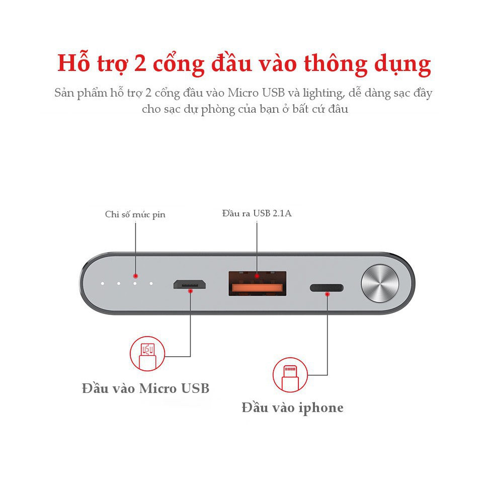 Sạc dự phòng Yoobao Polymer Slim 10000mAh A1 chính hãng