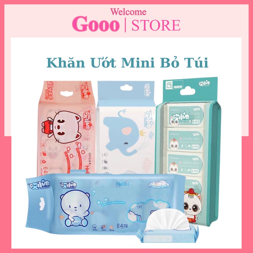 Set 64 khăn giấy ướt mini dễ thương bỏ túi tiện lợi