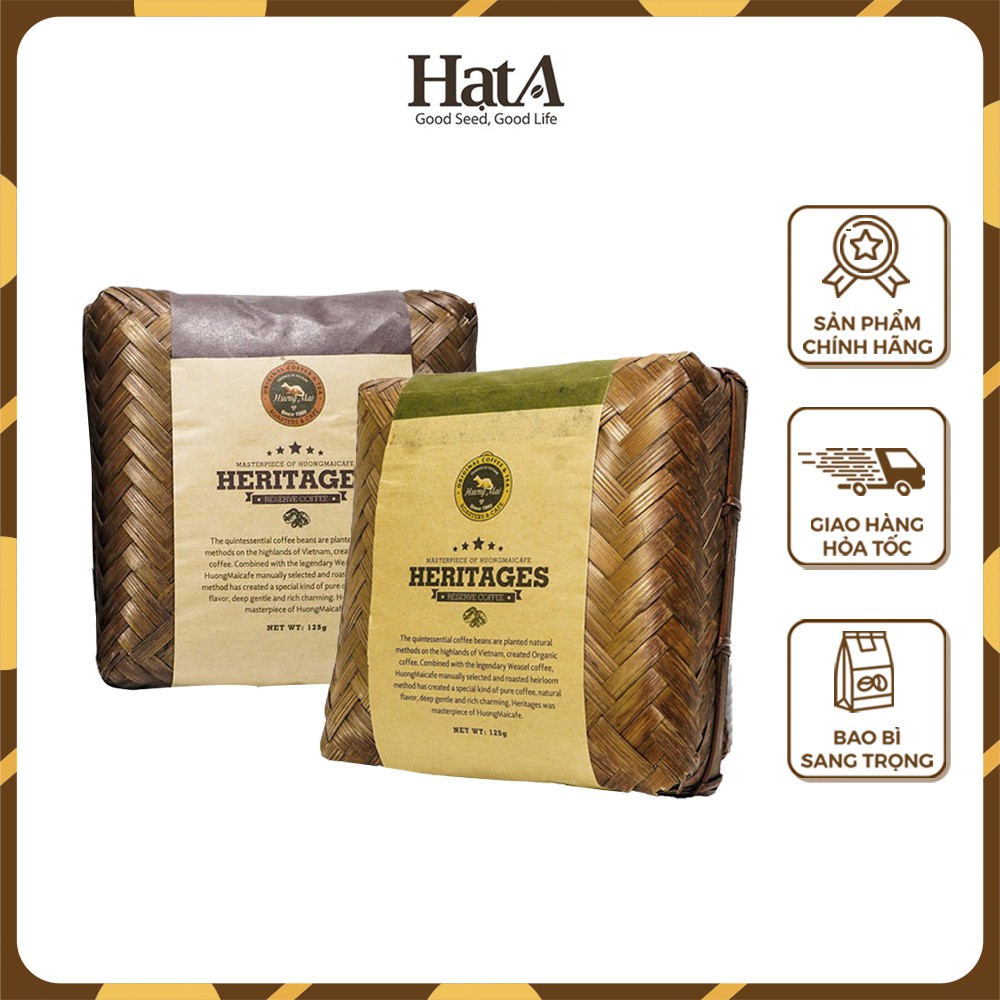 Cà phê Hương Mai Cafe Heritages Bamboo Box 125gr - đựng trong khay tre