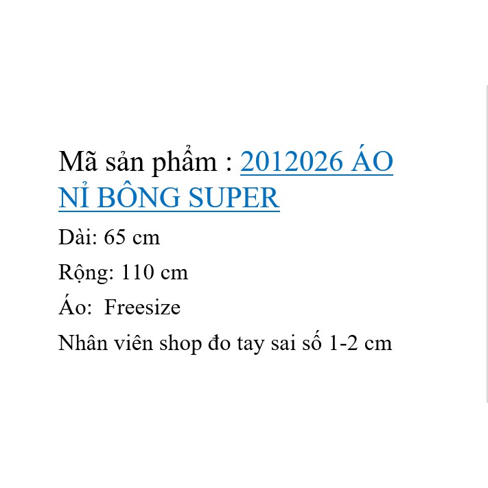 2012026 ÁO NỈ BÔNG SUPER | BigBuy360 - bigbuy360.vn