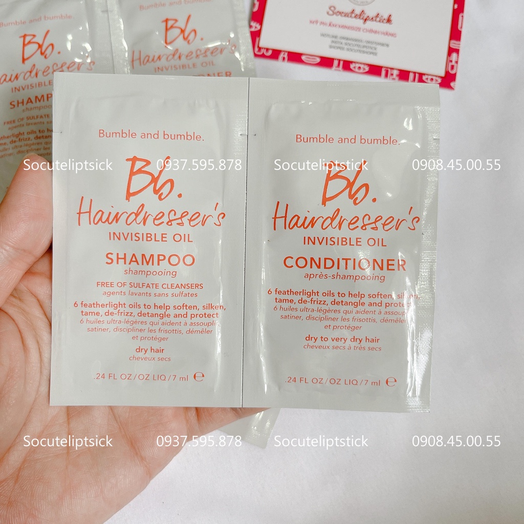 Sample Dầu Gội Dầu Xả Bumble and bumble Mini Hairdresser’s Invisible Oil Shampoo and Conditioner 7mlx2