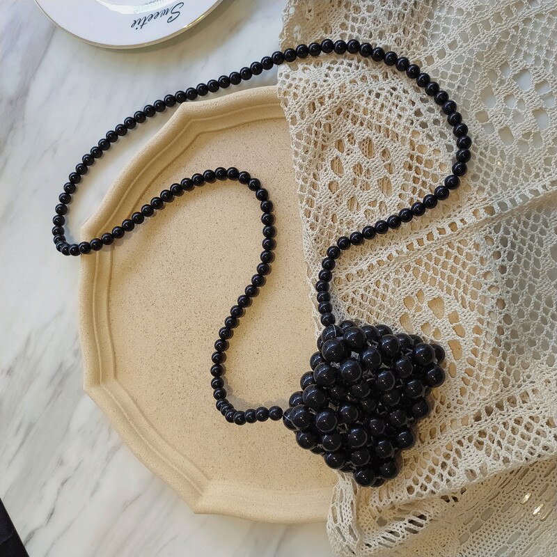 Túi Đeo Chéo JASMIN NOIR Dáng Vuông Nhỏ Đính Ngọc Trai Giả Thời Trang Sang Trọng Cho Nữ