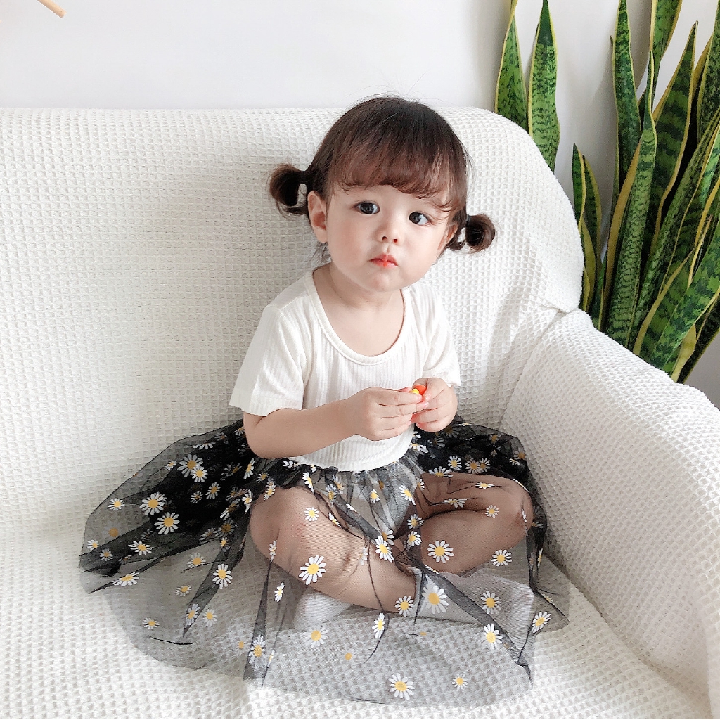Romper cotton phối lưới hoa cúc thời trang hè đáng yêu dành cho trẻ sơ sinh
