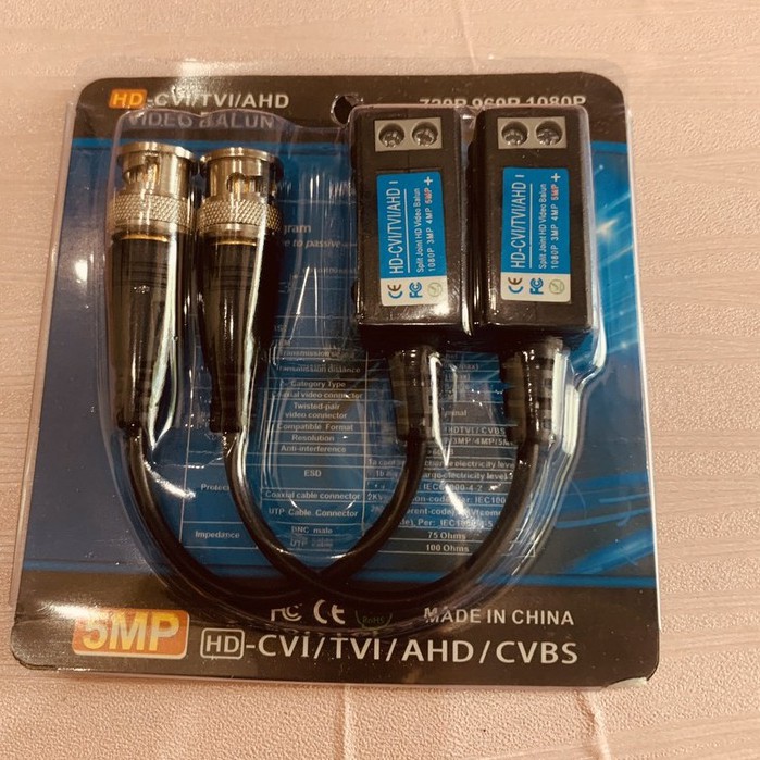 Video Balun UTP 5MP- 1080p hỗ camera AHD/CVI/TVI khoảng cách lên tới 600m