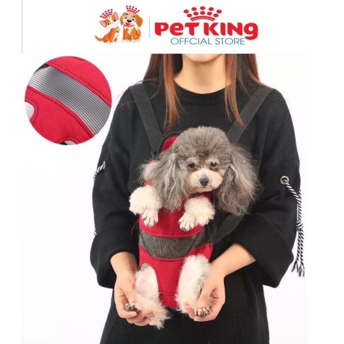 Địu Đeo thú Cưng màu Đỏ sIze L cho bé từ 2-5kg