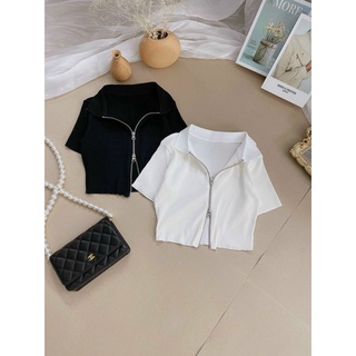 Áo thun crop dây kéo (+hình thật)