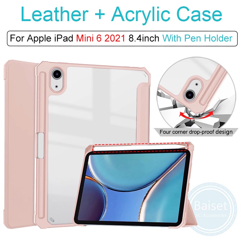 Bao Da Máy Tính Bảng Siêu Mỏng Chống Sốc Kèm Ngăn Đựng Bút Cho Ipad Mini 6 2021 8.4inch Giá Đỡ