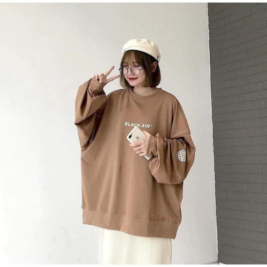 Áo nỉ nữ BLACK AIR cổ tròn [FREESHIP] Áo thun dài tay chất nỉ cotton dày dặn 1st clothes KK5 | BigBuy360 - bigbuy360.vn