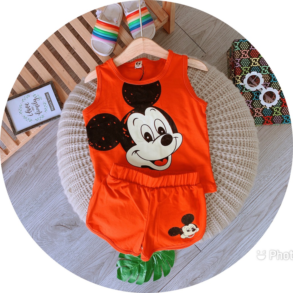 Lyvyshop - (Cotton SG chính phẩm) Bộ ba lỗ Mickey hàng đẹp cho bé trai, bé gái từ 09-28kg