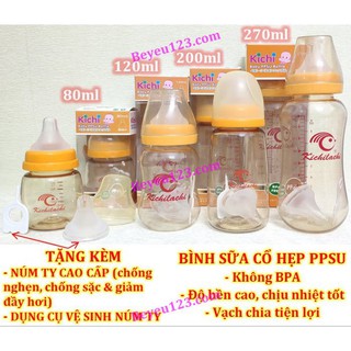 Bình sữa nhựa PPSU Kichi không quai