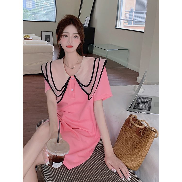 Đầm Ngắn Cổ Búp Bê Nhiều Lớp Thời Trang Mùa Hè Cho Nữ